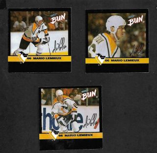 1992 - 93 Clark Bun,  66 Mario Lemieux,  Pittsburgh Penguins Set Of 3,  3 " X 3 ",  Clr