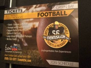 2019 Green Bay Packers Football Pocket Schedule Events Usa Version