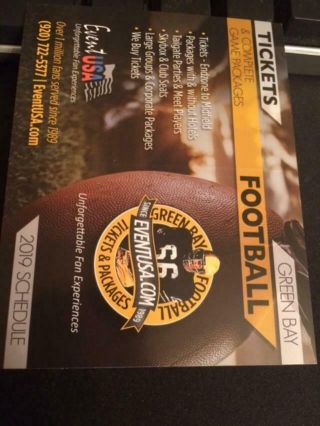 2019 Green Bay Packers Football Pocket Schedule Events USA Version 3