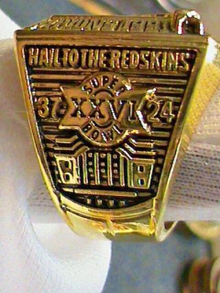 1991 N.  F.  L.  Washington Redskins World Champions Bowl ring Heavy Gold Plate 3