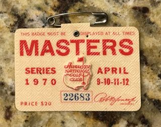 1970 Masters Augusta National Golf Club Ticket Badge Billy Casper Wins Pinhole