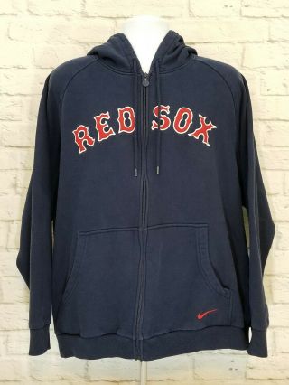 Nike Team Boston Red Sox Full Zip Hoodie Jacket Mens Size Xl Blue Mlb Baseball