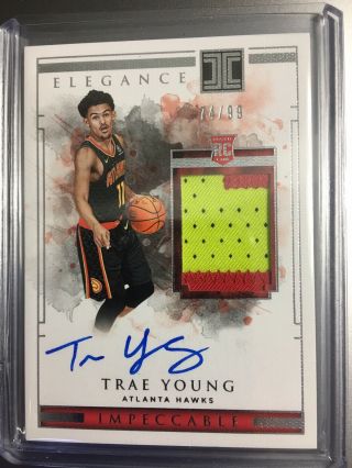 2018 - 19 Impeccable Trae Young Elegance Rookie Auto Rpa 74/99 