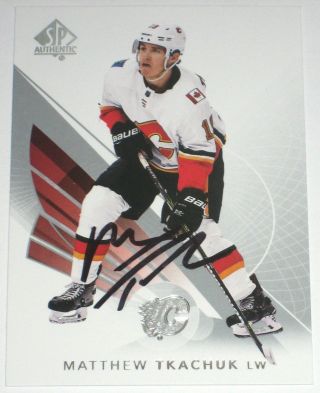 Matthew Tkachuk Signed 17 - 18 Upper Deck Spa Calgary Flames Card Autograph