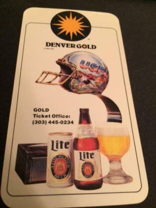 1984 Denver Gold Usfl Football Pocket Schedule Miller Lite Version