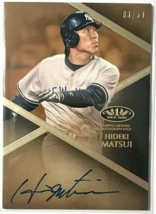 Hideki Matsui 2019 Topps Tier One On Card Autograph /50 Auto Yankees 03/50