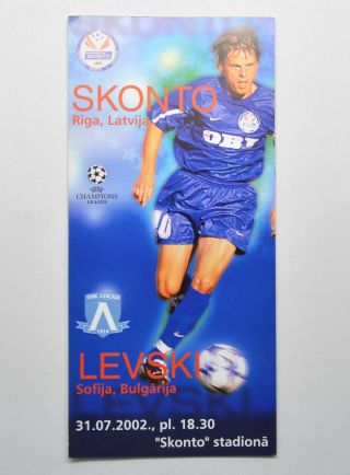 2002 Uefa Champions League Skonto Fc Vs Pfc Levski Sofia Football Programme