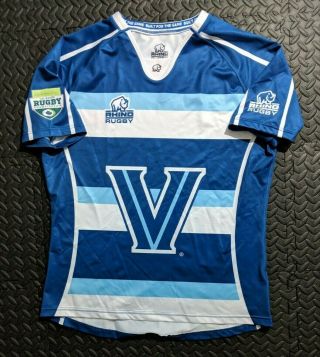 Villanova Wildcats Rhino Short Sleeve Rugby Jersey 10 Size Large Euc