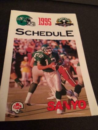 1995 Cfl Canadian Football League Pocket Schedule Sanyo Version