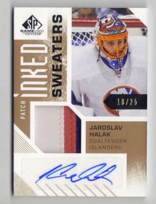 2016 - 17 Sp Game Inked Sweaters Auto 3 Color Patch Jaroslav Halak 