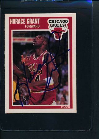 1989/90 Fleer 20 Horace Grant Chicago Bulls Signed Auto 53853
