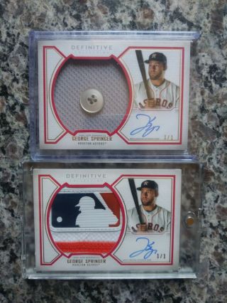 2019 Definitive (two 1/1) George Srringer Game Memorabilia With One Being A