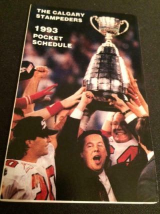 1993 Calgary Stampeders Cfl Canadian Football Pocket Schedule Doug Flutie & Tro
