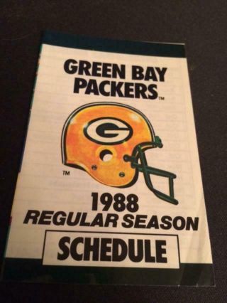 1988 Green Bay Packers Football Pocket Schedule Miller/frito Version