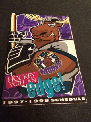 1997 - 98 Manitoba Moose Hockey Pocket Schedule Tim Horton 