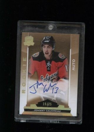 2014 - 15 The Cup Johnny Gaudreau Gold Rookie Auto /25 Flames
