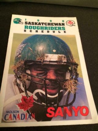 1998 Saskatchewan Rough Riders Canadian Football Pocket Schedule Sanyon Version