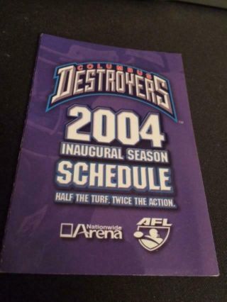 2004 Columbus Destroyers Arena Football Pocket Schedule Inaugural Season