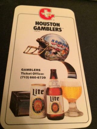 1984 Houston Gamblers Usfl Football Pocket Schedule Miller Lite Version