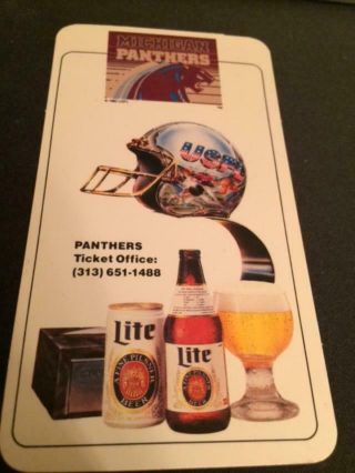 1984 Michigan Panthers Usfl Football Pocket Schedule Miller Lite Version
