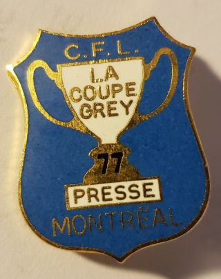 1977 Cfl Canadian Football League Grey Cup Press Media Pin Montreal