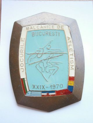 1970 Bucharest Romania Balkan Games Athletics Championship Medal Plaque Bucurest