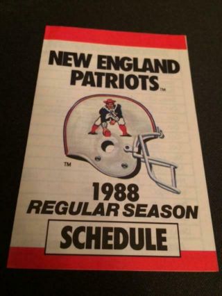 1988 England Patriots Football Pocket Schedule Miller/frito Version