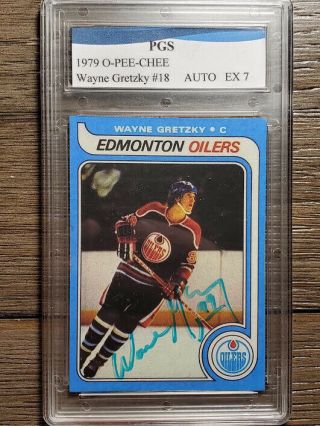 Autographed 1979 O - Pee - Chee Wayne Gretzky 18 Rookie Card