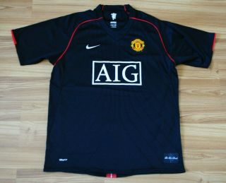 Manchester United 2007 - 2008 Away Football Shirt Jersey Nike Size Adult L Black