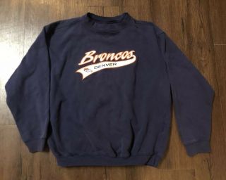 Vintage Logo Athletic Denver Broncos Crewneck Sweater Sweatshirt Nfl 90’s Xl