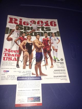 Michael Phelps Olympics Preview Signed 2016 Sports Illustrated Psa Dna