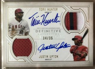 Torii Hunter Justin Upton 2019 Topps Definitive Dual Patch Auto 34/35 Angels