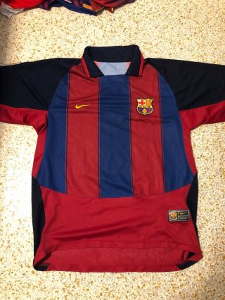 2003 - 2004 Fc Barcelona Barca Jersey Shirt Camiseta Home Nike Ronaldinho Messi L