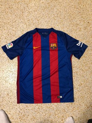 Nike Fc Barcelona Lionel Messi Home Jersey 2016 - 2017 L.  Authentic