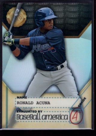 Ronald Acuna Jr.  $40,  Braves Rookie Gold Refractor Rc Sp 2017 Bowman 