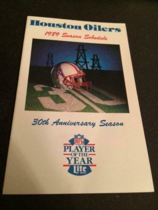 1989 Houston Oilers Football Pocket Schedule Lite Beer Version