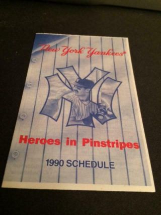 1990 York Yankees Baseball Pocket Schedule Mag Version Don Mattingly