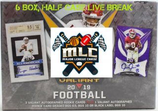 Los Angeles Rams 2019 Leaf Valiant Football 6 Box Half Case Break - Live