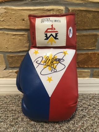 Manny Pacquiao Signed Auto Philippine Flag Left Boxing Glove Psa Mayweather