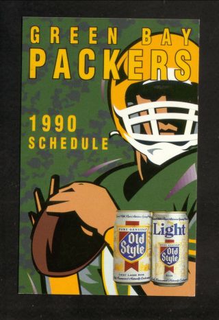 Green Bay Packers - - 1990 Pocket Schedule - - Old Style Beer