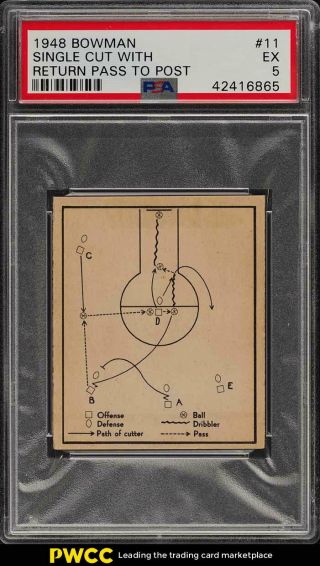 1948 Bowman Basketball Single Cut With Return Pass To Post 11 Psa 5 Ex (pwcc)
