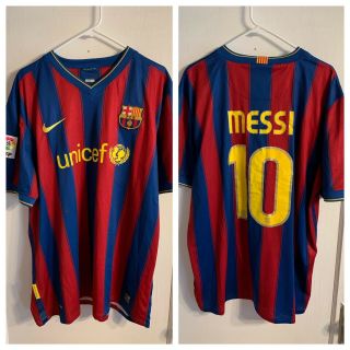 Authentic Nike Barcelona Barca Messi Soccer Jersey Mens 2xl Fcb Unicef Lfp Euc