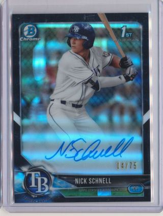 2018 Bowman Chrome Draft Nick Schnell Black Refractor Autograph Auto /75 Rays