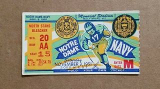 Notre Dame Vs Navy,  Football Ticket,  Nov.  3,  1951
