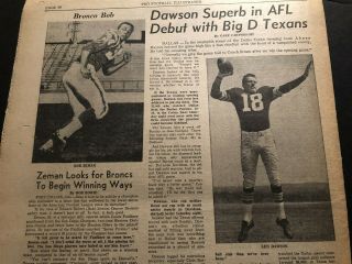 1962 Football Illustrated Green Bay Picked 1 Nfl Afl Dallas Texans Len Dawson