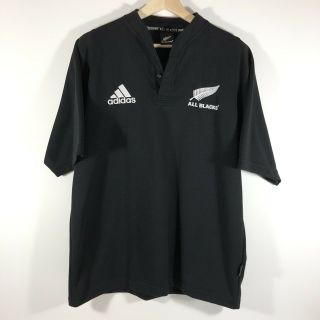 Adidas Zealand All Blacks Rugby Jersey Shirt Black Embroidered Men’s Large L