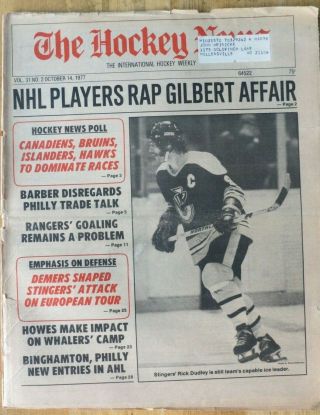 Rick Dudley - Cincinnati Stingers - The Hockey News - October 14,  1977