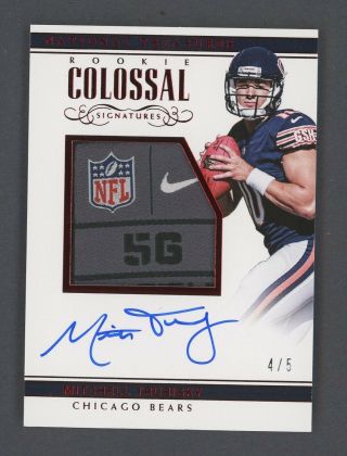 2017 National Treasures Red Mitchell Trubisky Rc Nfl Shield Tag Patch Auto /5