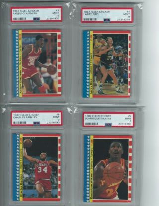 1987 - 88 Fleer Basketball Complete Sticker Set All PSA 9 Jordan,  Jabbar,  English 2