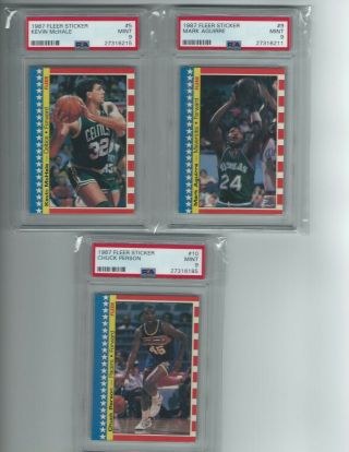1987 - 88 Fleer Basketball Complete Sticker Set All PSA 9 Jordan,  Jabbar,  English 3